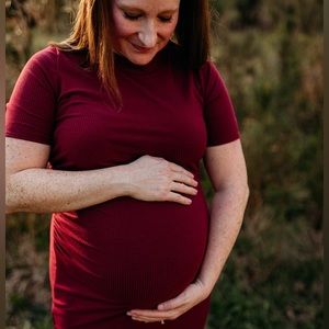 Size L - Wine Colored Maternity Dress